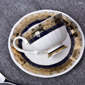 Cups Saucers Bone China Ceramic Tea Cup Set Porcelain Royal Modern Coffee Gold Rim Luxury Turkish Kitchen CIQ