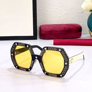 Nuovi occhiali da sole alla moda per donna pieni di stelle e diamanti GG0772S Occhiali poligonali con diamante UV400 protettivi retro full frame con custodia per occhiali