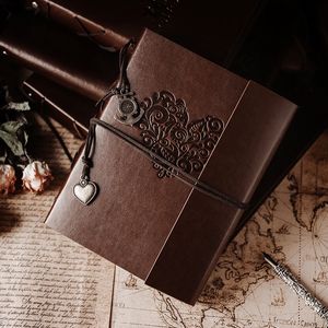 Albums Books Po Album Vintage Leather Scrapbook Wedding Guest DIY Memories Book Refillable Black Pages Birthday Gift Anniversary PresentWF 230621