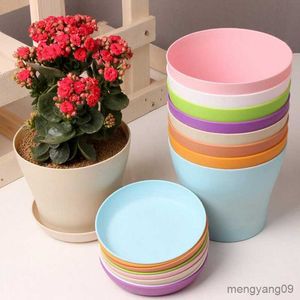 Planters POTS 1st Garden Flower Pot Plastic Plaster Desk Home Office Decor Candy Color for Planting Decorative Flower Succulents Pot R230621