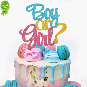 New Glitter Boy or Girl Cake Toppers Gender Reveal Party Cake Decorations Pink Blue He or She Supplies Birthday Party Cake Flags