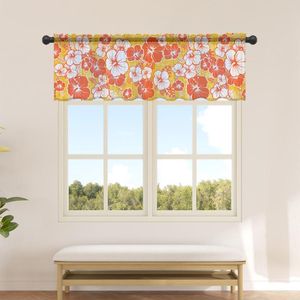 Vorhang, hawaiianische tropische Blumenstruktur, kurzer Tüll-Halbvorhang für Küchentür, Café, kleine Fenster, transparente Vorhänge