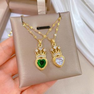 Pendant Necklaces Stainless Crown Charm Necklace For Women Girl Gold Color Princess Wedding Geek Jewelry Rapunzel Accessories Gift