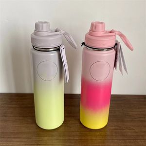 Water Bottles 710ml Lulu Insulated Cup Vacuum Portable Leakproof Outdoor Warm Sports Stainless Steel Warm Cup Back to Life Large Capacity Yoga Cold Hot Fiess Bottle