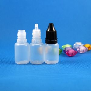 100 szt. Klasyczne 10 ml (1/3 uncji) plastikowe butelki z kroplonkiem manipulowanie czapki SAFE SAFE LDPE E Vapor Cig Liczba 10 ml