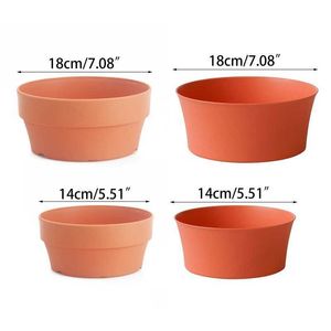 Planters Pots Persediaan Berkebun Imitasi Terakota untuk Tanaman Bunga Bonsai Kaktus Putaran Pot Tanaman/Nampan dengan Lubang Drainase