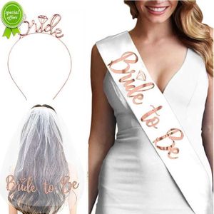 Nuova decorazione di nozze Bridal Shower Veil Team Bride To Be Satin Sash Balloon Bachelorette Party Girl Hen Party Decoration Supplies