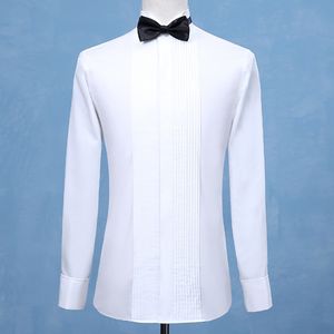 Erkek elbise gömlekleri moda damat smokin gömlekler erkek sağkanı beyaz siyah kırmızı erkekler gelinsiz gömlek resmi fırsat erkek gömlek kanat fırını yaka 230620