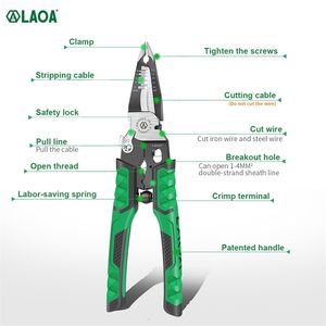 LAOA 9 in 1 Multifunctional Electrician Pliers Wire Stripper Cable Cutters Crimper