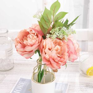Suszone kwiaty różowy jedwabny sztuczny piwonia na wesele dekorację domową kwitnienie fałszywy kwiat duży bukiet salon aranżacja