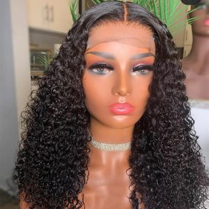 26 polegadas Natural Black Soft Long 180% Density Cruly 180 Density Lace Front Wig for Women Baby Hairless Glueless Prepened Daily