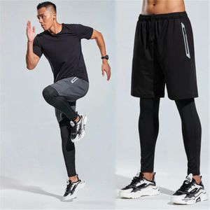 Calça Legging Masculina com Shorts Compression Running Sports Calça Longa GINÁSTICA Calça Justa 230620