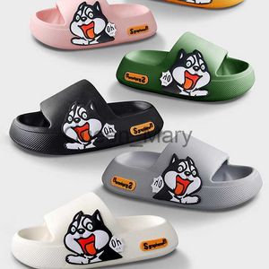 Slippers Cute Husky Dog Sticker Thick Sole Women Slippers Bathroom Beach Indoor Sandals 2022 Summer New Couple Slides Cool Men Shoes J230621