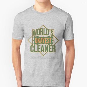 Men's T Shirts World'S Okayest Cleaner Trend T-Shirt Men Summer High Quality Cotton Tops Job Work Duty Staff Cleaning Janitor
