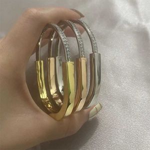 العلامة التجارية الأصلية TFF S New Lock Colorful Diamond Bracelet Sterling Sier Rose Gold Womens Fashion