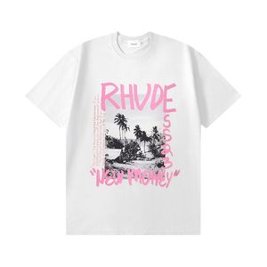 24ss Rhude Футболка Дизайнерская модная одежда Футболки Хип-хоп Попугай Длиннохвостый попугай с принтом High Street Повседневная универсальная футболка с коротким рукавом мужчины женщины Уличная одежда xc