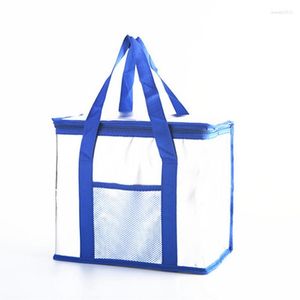 Dinnerware Sets 1 Piece Bento Insulation Bag Folding Picnic Thickened Aluminum Film Blue&White