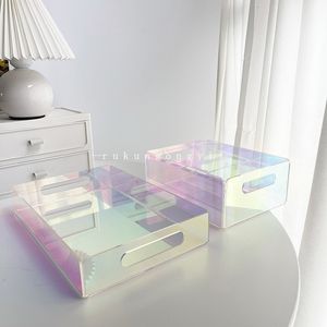 Lagringshållare Rack File Mottagna skrivbordskontor Desktop Organiser Tray Clear Cosmetic Collection Container Akryl Makeup Lagringslådor 230621