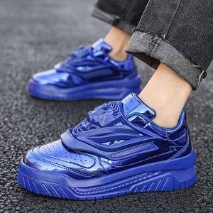 2023 primavera microfibra azul masculino tênis de grife respirável antiderrapante sapatos de plataforma masculinos streetwear sapatos de skate para homem