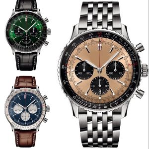 Erkek navitimer lüks izle 50mm deri kayış kol saatleri yüksek kaliteli mavi siyah reloj çok kadran çok kadranlı çalışma safir sevgililer günü hediye saat erkekleri xb010 c23