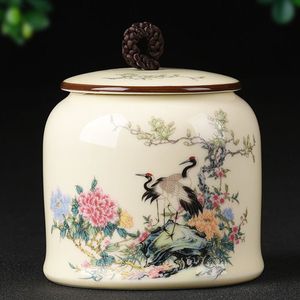 Storage Bottles Jars Large Painted Tea Caddy Porcelain Jar Candy Box Spice Tank Coffee Container Sealed Canister Can 230620