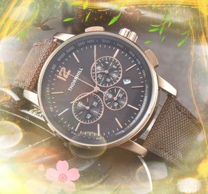 Popular Men's Watch all dial work Simple Luxury Popular Male Fabric Leather Band Waterproof business casual Quartz Chronograph Military Top Model Wristwatch gifts