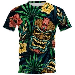 Herr t-shirts sommarpersonlighet herr t-shirt hawaiian stammmask 3d hd tryckt grafik crewneck street kläder harajuku kort ärm topp 230620