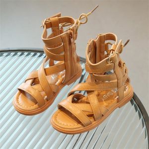 New girls' summer high tube open toe Roman Shoes Children's fashion little girls' princess sandals