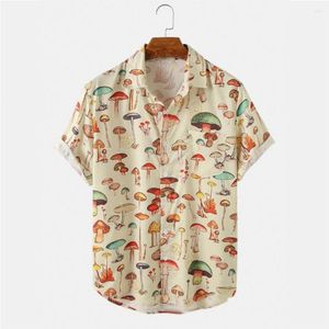 Camicie casual da uomo Camicia hawaiana Chic Asciugatura rapida Uomo Top Abbigliamento da spiaggia con stampa di funghi colorati