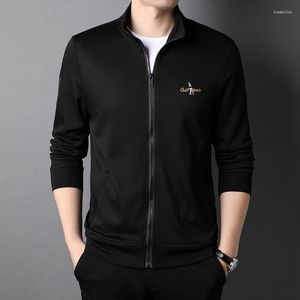 Men's T Shirts High Quality Fine Embroidery Zipper Collar Long Sleeved T-shirt Men's 2023 Autumn Fashion Korean Casual Stand Sweatshirt