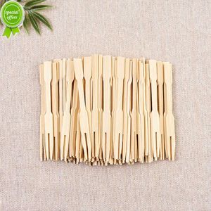 New 100PCS Bamboo Disposable Fruit Forks Wooden Food Dessert Cocktail Picks for Wedding Birthday Party Home Decor Tableware Supplies