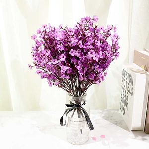 Flores secas rosa seda artificial ameixa flores de cerejeira buquê diy casamento casa arranjo decoração grinalda bebês respiração falsa