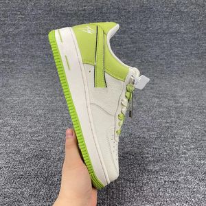 Shoes 2023 Streetwear Outdoor Running 1 Low 07 Rice White Green Silver Lifestyle Casual Walking Out Standing