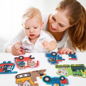 Spela Mats Baby Paper Cartoon Animal Car Dinosaur Cognitive Matching Puzzle Children's Gift Early Education Fun Toddler Toys 230621