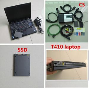 För Benz Star C5 SD Connect Auto Diagnostic Tool WiFi Multiplexer Car Truck Diagnose Scanner C5 SD med T410 i5 Laptop