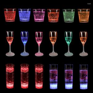 Party Decoration 2Pcs 120/250/400ml Glowing Drinkware Cups LED Champagne Octagonal Beer Cup Whisky Mugs Luminous Goblet Nightclub Supplies
