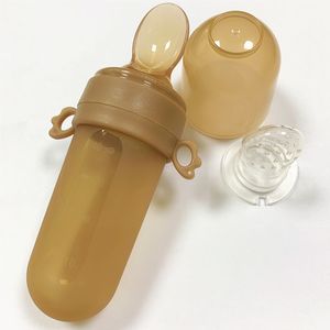 Koppar rätter redskap baby matning flaska tandkött mesh väska silikon teether ris pasta pressar sked matare mat container spädbarn 230621