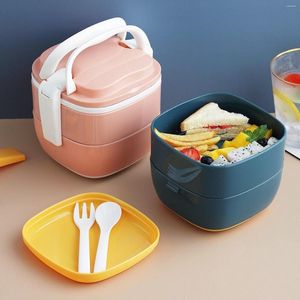 Dinnerware Sets Stacking Bento Box Lunch Portable Stackable Double-layered Eco-friendly Contianer For Work Office Meal