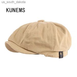Kunems Cotton Octagonal Hat Fashion Berets Hats для мужчин Retro Designer Caps British Casual Newsboy Hat Summer Sun Cap Boina L230523