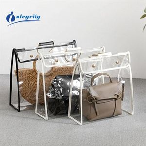 Bolsas de armazenamento INTEGRITY Moda Bolsa de PVC Pendurada Guarda-roupa Transparente Bolsa de mão Separadora de poeira À prova de umidade