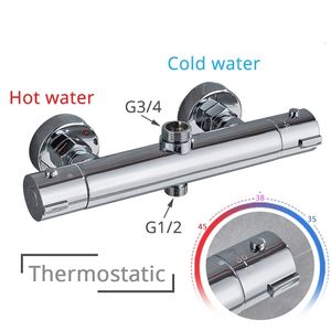 Badrums duschhuvuden Chrome termostatiska kranar Set Mixer Tap and Cold Mixing Bathtub Facet 230620