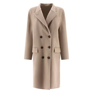 Women Wool Outerwear Brunello Cashmere Beige Cucinelli Long Coats