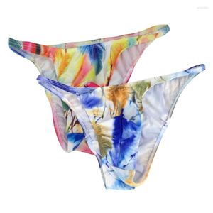 Underpants 2023 Crime High Quality Sexy Gay Men's Underwear Feather Printing Breathable Men Briefs Penis Jockstrap Man