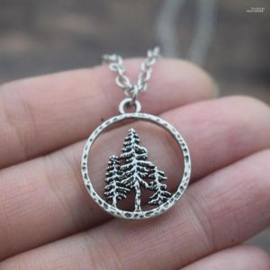 Hänge halsband berg tallträd charm skog halsband camping rese halloween landskap natur inspirerade smycken