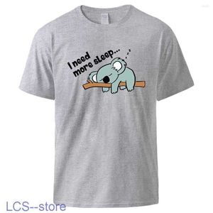 メンズTシャツTシャツ私はもっと睡眠が必要ですレイジーコアラ印刷男性Tシャツフィットネスコットンティーベーシック美学トップカジュアルファッション半袖