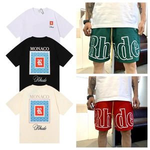 Rhude Tシャツデザイナーメンズ女性マンTシャツ衣類グラフィックティーパターントップ夏の半袖Tシャツヒップホップレターグラフィティプリントl