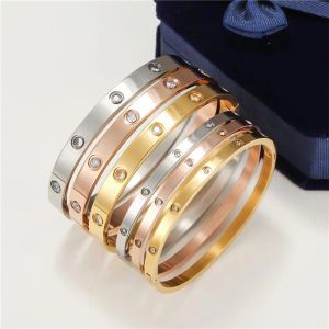 Luxus Designer Schmuck Paar Armbänder Titan Stahl Diamant Manschette Armreifen