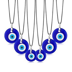 Blue Evil Eye Pendant Necklace Turkish Eyes Choker Glass Eye Leather Rope Chain Charm Collar Jewelry Gifts