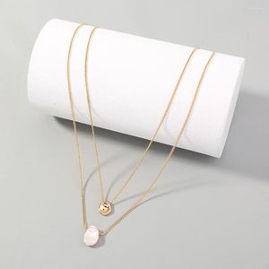 Correntes Fashion Cold Ins Style Trendy Minimalist Design Double Layer Twin Shaped Little Gold Color Beans Pearl Colar For Women