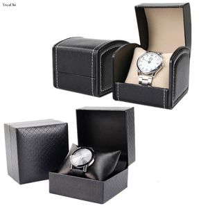 Jewelry Boxes Travel Black Pu Leather Watch Box Men's Watch Carrying Cases Jade Bangle Clock Holders Jewelry Boxes Tabletop Jewel Organizers 230620